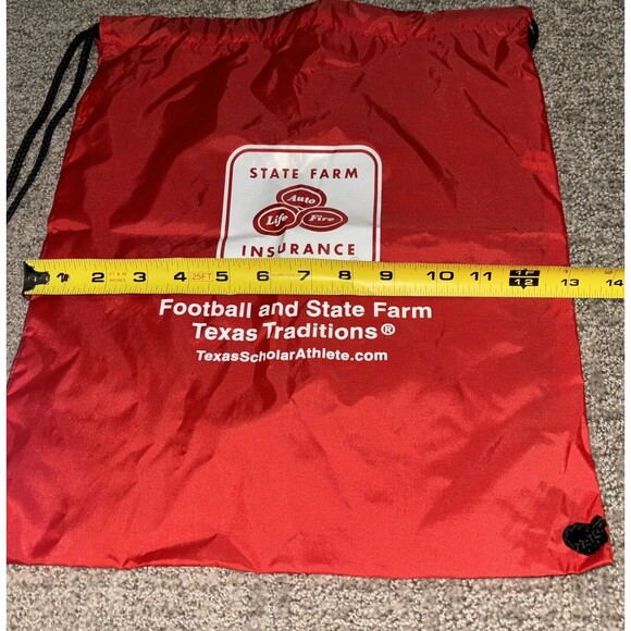 Lot of 2 State Farm Red Backpack-Style Nylon Carrying Bag Drawstring Closure - Picture 7 of 11